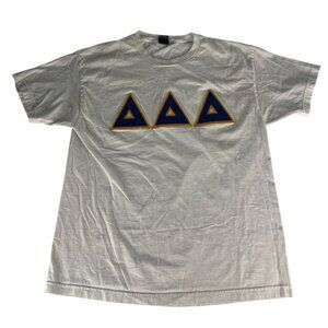 Hanes Delta Delta Delta Sorority Beefy-T T-Shirt Women's L White Embroidered